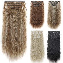 Load image into Gallery viewer, 6pcs Set Wig Pieces Corn Perm Long Curly Wig Pieces 16 Card Wavy Curly Highlight Dye Hair Extensions Women Wig
