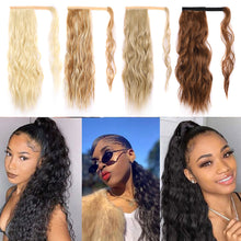 Load image into Gallery viewer, Water Ripple Ponytail Wig Patch Long Hair Large Wave Wig Lightweight Synthetic Fiber False Hair Piece Women's Highlight Dyed Wig
