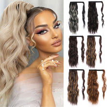 Load image into Gallery viewer, Water Ripple Ponytail Wig Patch Long Hair Large Wave Wig Lightweight Synthetic Fiber False Hair Piece Women's Highlight Dyed Wig
