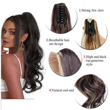 Load image into Gallery viewer, 20inch Synthetic Long Wavy Claw Clip Ponytail Wig Hair Extension Blonde Ponytail Extension Women Pony Tail Hair False Hair
