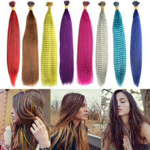 Load image into Gallery viewer, 50pcs Feather Hair Extension Fake Hair Tip Rainbow Synthetic Hair 16inch Hairpiece Feather for Hair Extension Wig False Hair Piece
