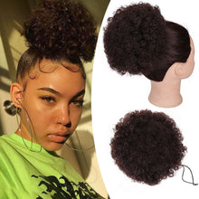 Load image into Gallery viewer, Synthetic Afro Puff Drawstring Ponytail Hair Bun Short Afro Kinkys Curly Afro Bun Extension Hairpieces Women Curly Hair Wig
