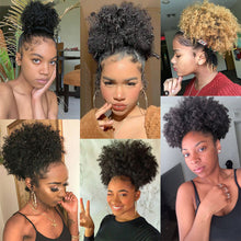 Load image into Gallery viewer, Synthetic Afro Puff Drawstring Ponytail Hair Bun Short Afro Kinkys Curly Afro Bun Extension Hairpieces Women Curly Hair Wig
