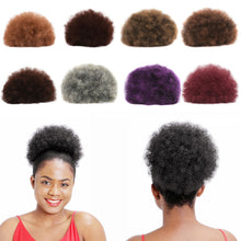 Load image into Gallery viewer, Synthetic Afro Puff Drawstring Ponytail Hair Bun Short Afro Kinkys Curly Afro Bun Extension Hairpieces Women Curly Hair Wig
