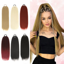 Load image into Gallery viewer, 24inch Wig Ponytail Long Straight Hair Synthetic Ponytail Braid Wig Extension High-temperature Silk Women's Ponytail False Braid
