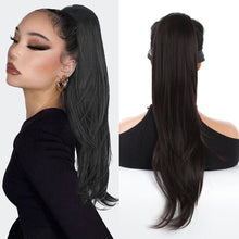Load image into Gallery viewer, Wig Ponytail Fashionable Outward Curved Drawstring Elastic Spot Dyed Inner Mesh Extension Natural High Temperature Silk Multi-color Ponytail Wig
