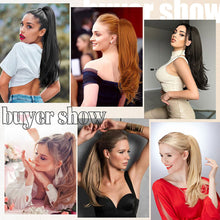 Load image into Gallery viewer, Wig Ponytail Fashionable Outward Curved Drawstring Elastic Spot Dyed Inner Mesh Extension Natural High Temperature Silk Multi-color Ponytail Wig
