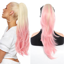 Load image into Gallery viewer, Wig Ponytail Fashionable Outward Curved Drawstring Elastic Spot Dyed Inner Mesh Extension Natural High Temperature Silk Multi-color Ponytail Wig

