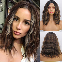 Load image into Gallery viewer, European and American Women's Front Lace Wig with Small Lace Highlights and Water Ripple Short Curly Hair Synthetic Fiber Headband
