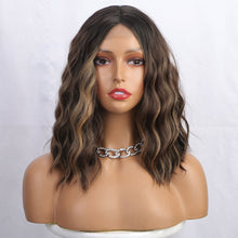Load image into Gallery viewer, European and American Women's Front Lace Wig with Small Lace Highlights and Water Ripple Short Curly Hair Synthetic Fiber Headband
