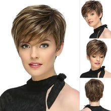 Load image into Gallery viewer, Wig Women's Short Hair Fluffy High Temperature Silk Chemical Fiber Head Cover Spot Dyed Blonde Synthetic Wig
