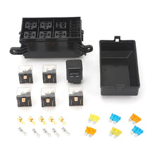 Load image into Gallery viewer, Car 12V/24V Relay Box 6 Slots Relay Block 6 Way ATC/ATO Fuse Relay Box Fuse Block with 6pcs Relays Kit
