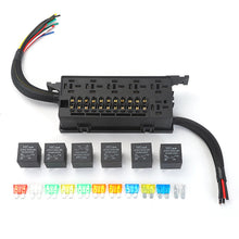 Load image into Gallery viewer, 12V/24V Auto Relay Box Pre-Wired Fuse and Relay Box with11PCS ATC/ATO Blade Fuses 6Pcs 5 Pin /4 Pin Relays Fuse Block
