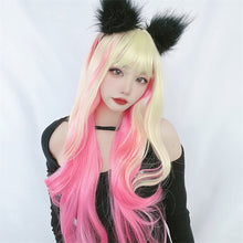 Load image into Gallery viewer, Wig Women's Big Wave Gold Gradient Pink Cute Long Curly Hair Full Head Set Cosplay Women Men Wig Cover False Hair

