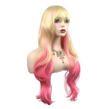 Load image into Gallery viewer, Wig Women's Big Wave Gold Gradient Pink Cute Long Curly Hair Full Head Set Cosplay Women Men Wig Cover False Hair
