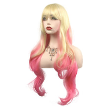 Load image into Gallery viewer, Wig Women's Big Wave Gold Gradient Pink Cute Long Curly Hair Full Head Set Cosplay Women Men Wig Cover False Hair
