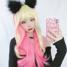 Load image into Gallery viewer, Wig Women's Big Wave Gold Gradient Pink Cute Long Curly Hair Full Head Set Cosplay Women Men Wig Cover False Hair
