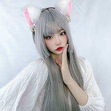 Load image into Gallery viewer, Wig Women's Long Hair Natural Round Face Air Bang Princess Cut Long Straight Hair Japanese Lolita Ji Hair Wig Set
