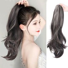 Load image into Gallery viewer, Clip High Ponytail Wig Fashionable Dyeing Simulation Hair Lightweight Fluffy Natural Long Curly Hair Synthetic Wig
