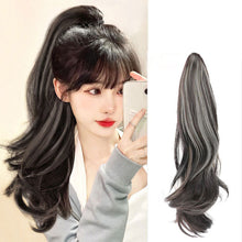 Load image into Gallery viewer, Clip High Ponytail Wig Fashionable Dyeing Simulation Hair Lightweight Fluffy Natural Long Curly Hair Synthetic Wig

