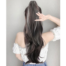 Load image into Gallery viewer, Clip High Ponytail Wig Fashionable Dyeing Simulation Hair Lightweight Fluffy Natural Long Curly Hair Synthetic Wig
