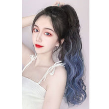 Load image into Gallery viewer, Mini Gripper Ponytail Wig Gradient Water Ripple Long Curly Hair Fluffy Natural Seamless Spot Dyed Ponytail Synthetic Wig

