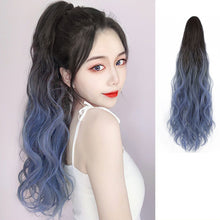 Load image into Gallery viewer, Mini Gripper Ponytail Wig Gradient Water Ripple Long Curly Hair Fluffy Natural Seamless Spot Dyed Ponytail Synthetic Wig
