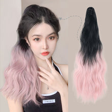 Load image into Gallery viewer, Mini Gripper Ponytail Wig Gradient Water Ripple Long Curly Hair Fluffy Natural Seamless Spot Dyed Ponytail Synthetic Wig

