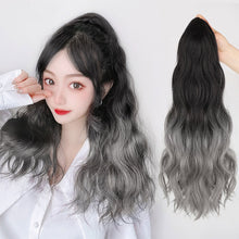 Load image into Gallery viewer, Mini Gripper Ponytail Wig Gradient Water Ripple Long Curly Hair Fluffy Natural Seamless Spot Dyed Ponytail Synthetic Wig
