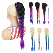 Load image into Gallery viewer, Personalized Multi-color Synthetic Wig Braided Hair Elastic Mesh Drawstring Long Ponytail Hair Extensions for Women
