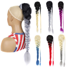 Load image into Gallery viewer, Personalized Multi-color Synthetic Wig Braided Hair Elastic Mesh Drawstring Long Ponytail Hair Extensions for Women
