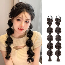 Load image into Gallery viewer, Spotted Wig Ponytail Braids Cute Natural Synthetic Wig Lantern Braids Elastic Hair Rope Multicoloured Ponytail Braid Hair Extensions
