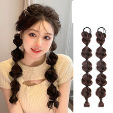 Load image into Gallery viewer, Spotted Wig Ponytail Braids Cute Natural Synthetic Wig Lantern Braids Elastic Hair Rope Multicoloured Ponytail Braid Hair Extensions
