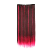 Load image into Gallery viewer, One Piece 5-clip Synthetic Wig Natural Colored Highlights Wig Long Straight Curly Hair Extensions Women False Hair Piece
