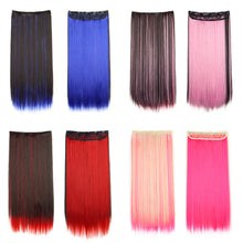 Load image into Gallery viewer, One Piece 5-clip Synthetic Wig Natural Colored Highlights Wig Long Straight Curly Hair Extensions Women False Hair Piece
