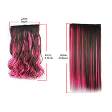 Load image into Gallery viewer, One Piece 5-clip Synthetic Wig Natural Colored Highlights Wig Long Straight Curly Hair Extensions Women False Hair Piece
