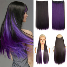 Load image into Gallery viewer, One Piece 5-clip Synthetic Wig Natural Colored Highlights Wig Long Straight Curly Hair Extensions Women False Hair Piece
