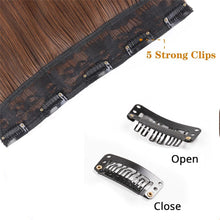 Load image into Gallery viewer, One Piece 5-clip Synthetic Wig Natural Colored Highlights Wig Long Straight Curly Hair Extensions Women False Hair Piece
