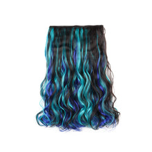 Load image into Gallery viewer, One Piece 5-clip Synthetic Wig Natural Colored Highlights Wig Long Straight Curly Hair Extensions Women False Hair Piece
