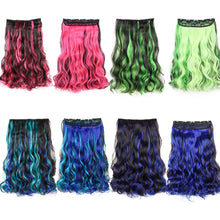 Load image into Gallery viewer, One Piece 5-clip Synthetic Wig Natural Colored Highlights Wig Long Straight Curly Hair Extensions Women False Hair Piece
