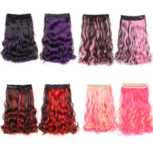 Load image into Gallery viewer, One Piece 5-clip Synthetic Wig Natural Colored Highlights Wig Long Straight Curly Hair Extensions Women False Hair Piece
