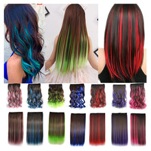 Load image into Gallery viewer, One Piece 5-clip Synthetic Wig Natural Colored Highlights Wig Long Straight Curly Hair Extensions Women False Hair Piece
