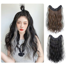 Load image into Gallery viewer, One Piece 4-clip Water Ripple Synthetic Wig Colored Highlights Wig Fluffy Long Curly Hair Extensions Women False Hair Piece
