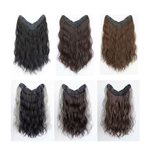 Load image into Gallery viewer, One Piece 4-clip Water Ripple Synthetic Wig Colored Highlights Wig Fluffy Long Curly Hair Extensions Women False Hair Piece
