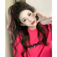 Load image into Gallery viewer, Gripping Clip Style Ponytail Wig Fluffy Colored Highlights Simulation Synthetic Wig Durable Natural Long Curly Hair
