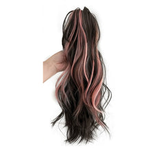 Load image into Gallery viewer, Gripping Clip Style Ponytail Wig Fluffy Colored Highlights Simulation Synthetic Wig Durable Natural Long Curly Hair
