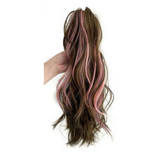 Load image into Gallery viewer, Gripping Clip Style Ponytail Wig Fluffy Colored Highlights Simulation Synthetic Wig Durable Natural Long Curly Hair
