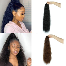 Load image into Gallery viewer, Fluffy Corn Perm Long Curly Hair Ponytail High Temperature Silk Elastic Mesh Drawstring Long Ponytail Synthetic Wig
