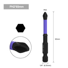 Load image into Gallery viewer, 1pc Anti-Slip Cross Screwdriver PH2 Magnetic Batch Head PH2 Magnetic Batch Head Impact Screw Driver Bit 25/50/65/70/90/150mm
