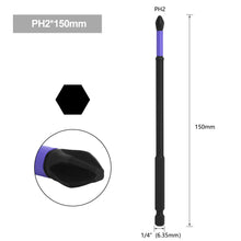 Load image into Gallery viewer, 1pc Anti-Slip Cross Screwdriver PH2 Magnetic Batch Head PH2 Magnetic Batch Head Impact Screw Driver Bit 25/50/65/70/90/150mm
